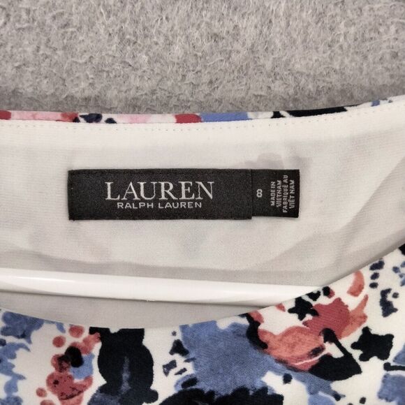 Lauren Ralph Lauren Faux Wrap Dress Womens Size 8 Multicolor Floral Sleeveless - Picture 7 of 12